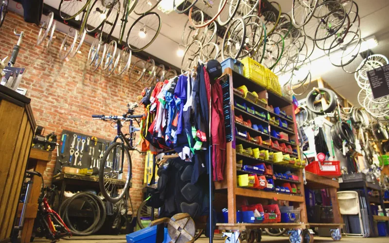 Our Community Bikes collects and resells used bike parts, usually sourced from community donations. Photo for The Tyee by Katie Hyslop.